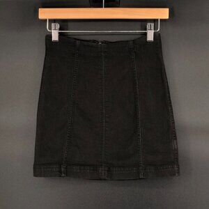 Free People Women's Modern Femme Denim Mini Skirt Size 2 Black Boho Goth